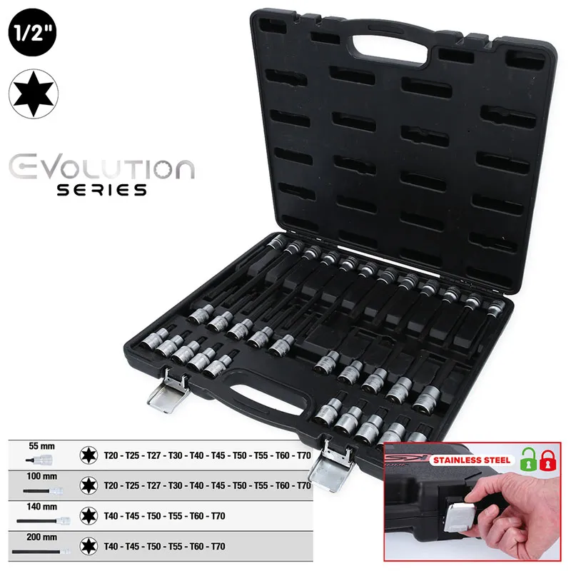 Llaves de vaso Torx de 1/2″ 32 piezas