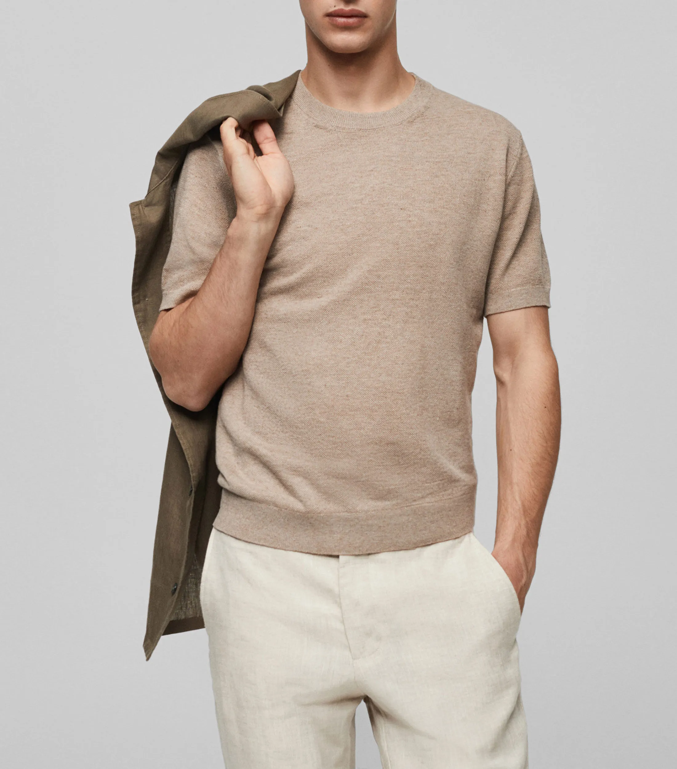 Mango Playera de cuello redondo y manga corta Hombre