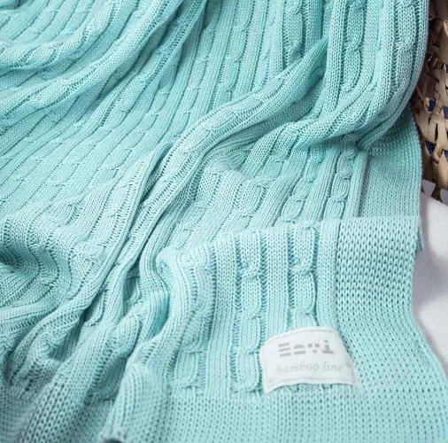 Manta color menta de bambú para bebé