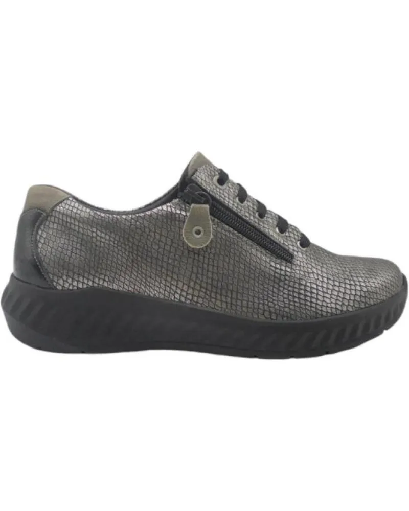 Mocasines SUAVE BY LEYLAND  de Mujer 3758 ZAPATO CORDONES Y CREMALLERA PLANTILLA EXTRAIBLE  NEGRO
