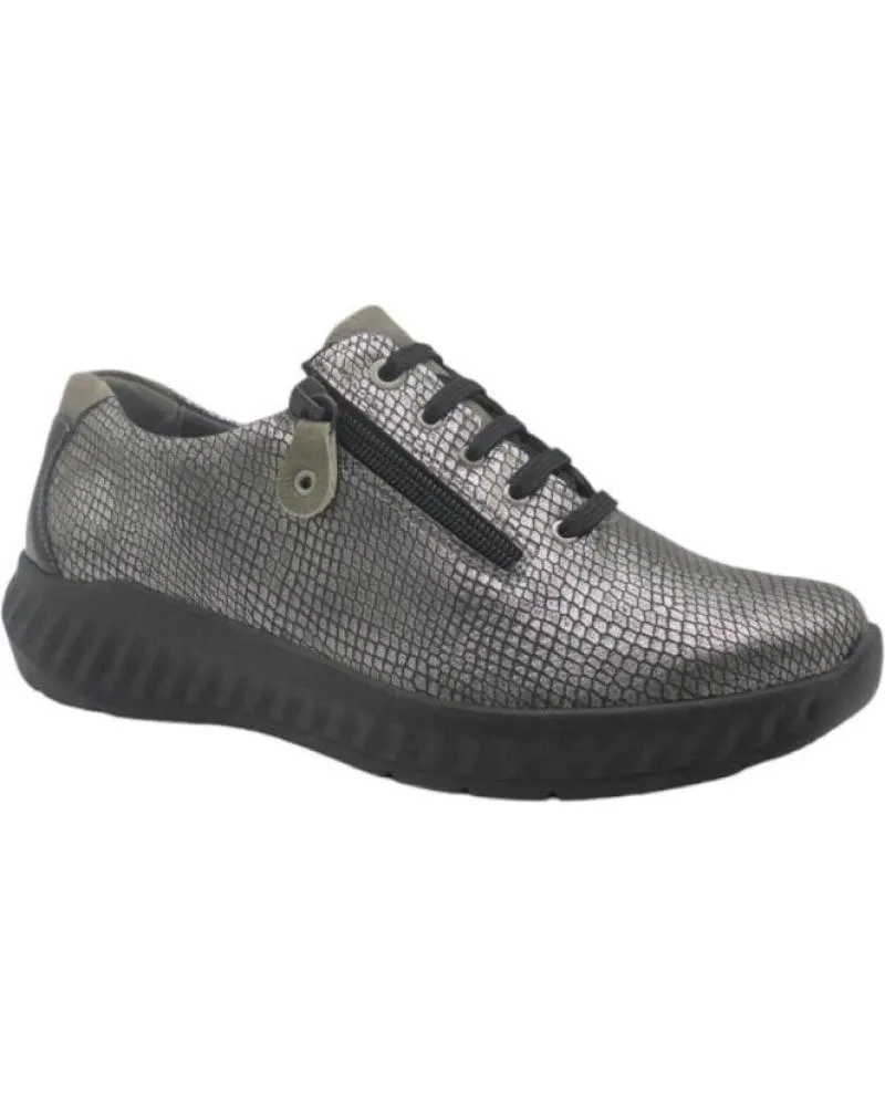 Mocasines SUAVE BY LEYLAND  de Mujer 3758 ZAPATO CORDONES Y CREMALLERA PLANTILLA EXTRAIBLE  NEGRO