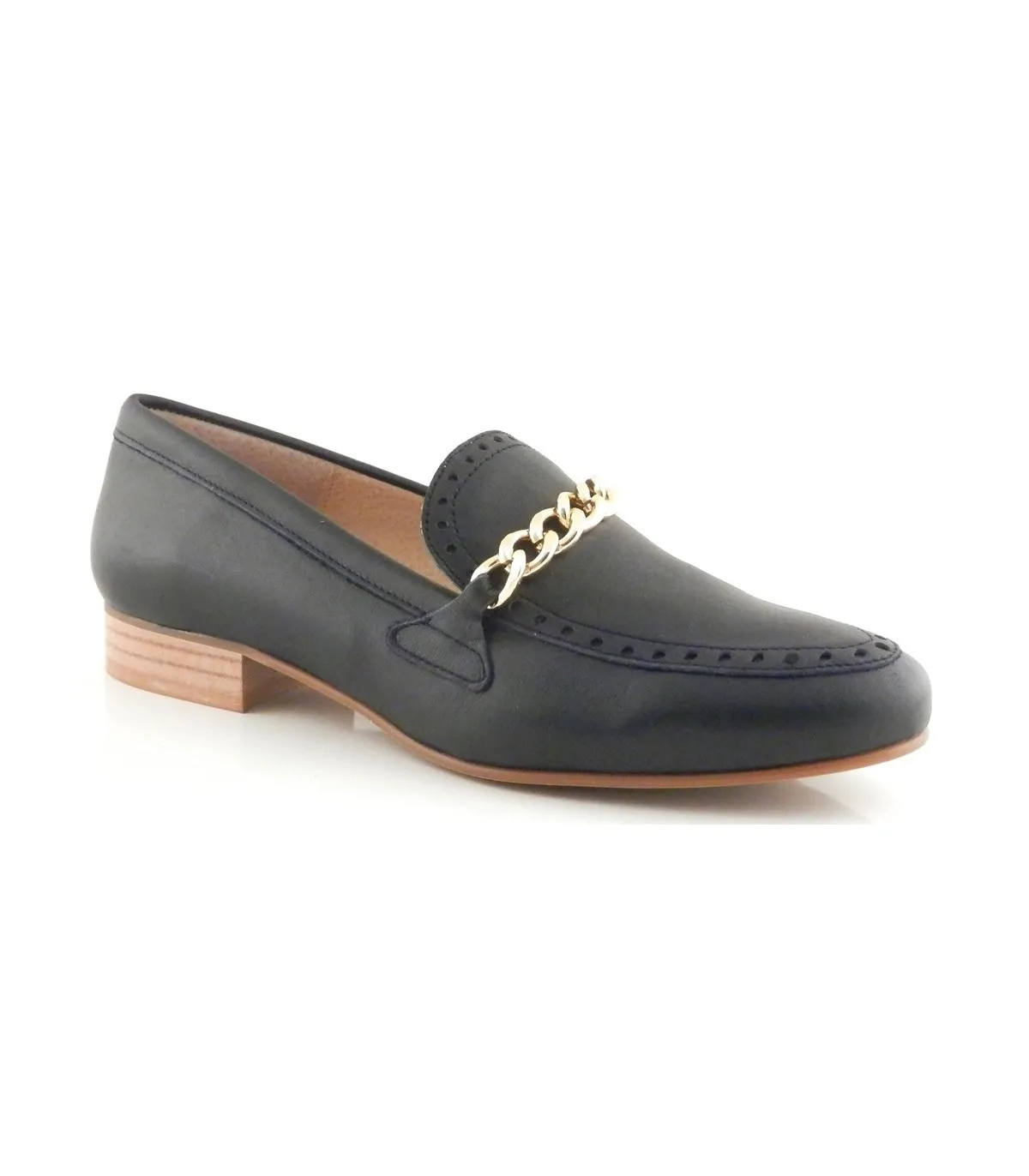 Mocasín con cadena en color azul marino