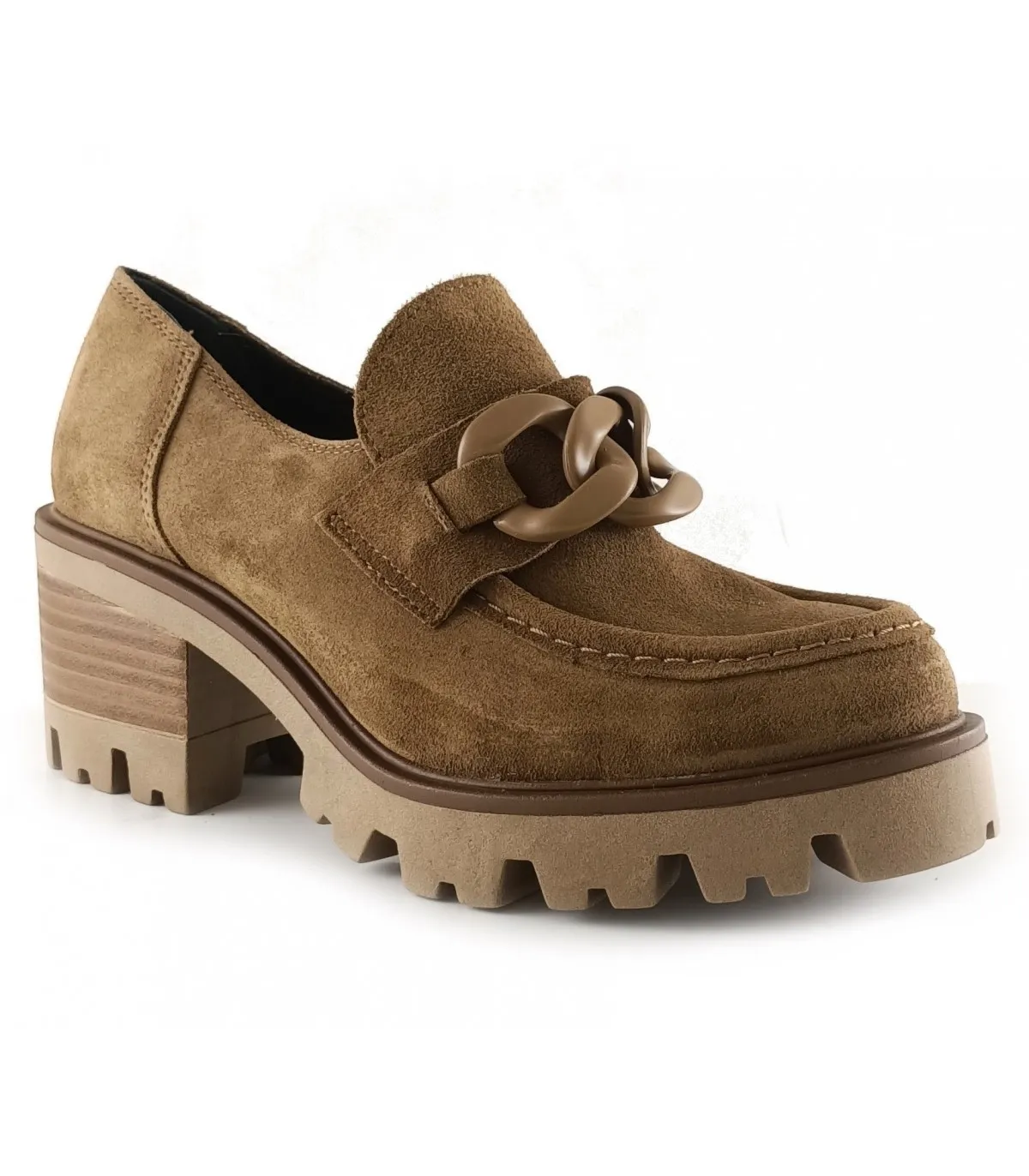 Mocasín de tacón con cadena