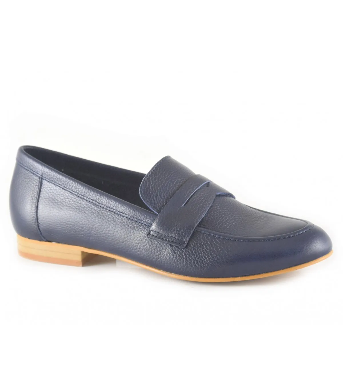 Mocasín para mujer en piel azul marino