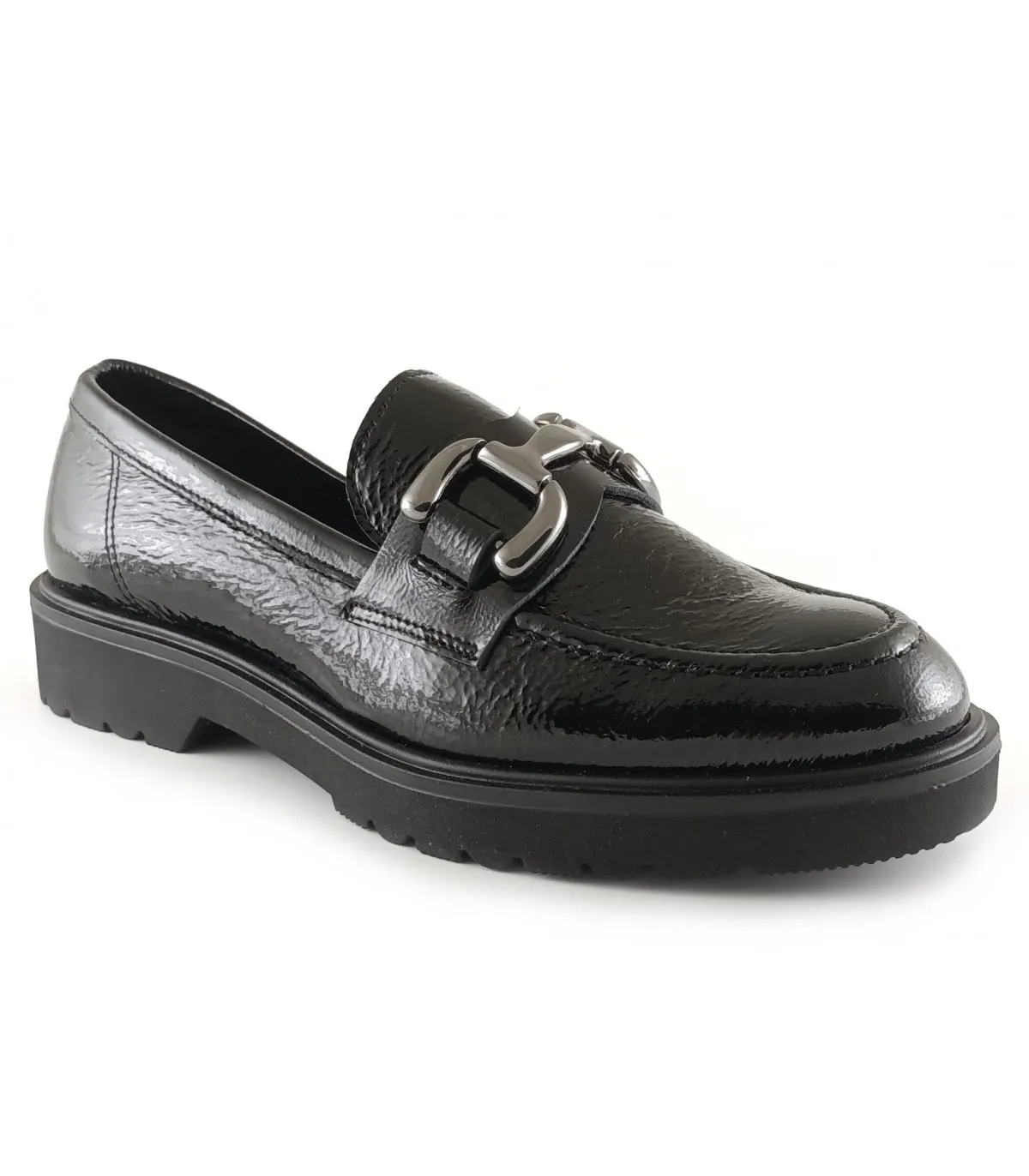 Mocasín para mujer en piel negra