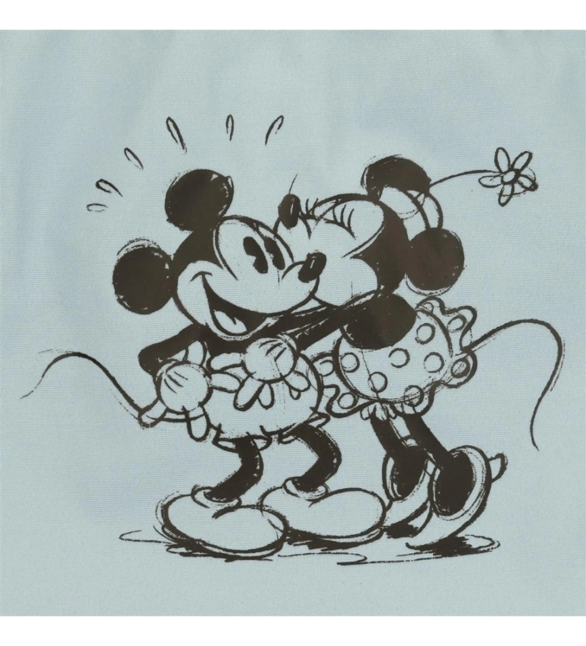 Mochila escolar Mickey y Minnie kisses doble compartimento con carro azul