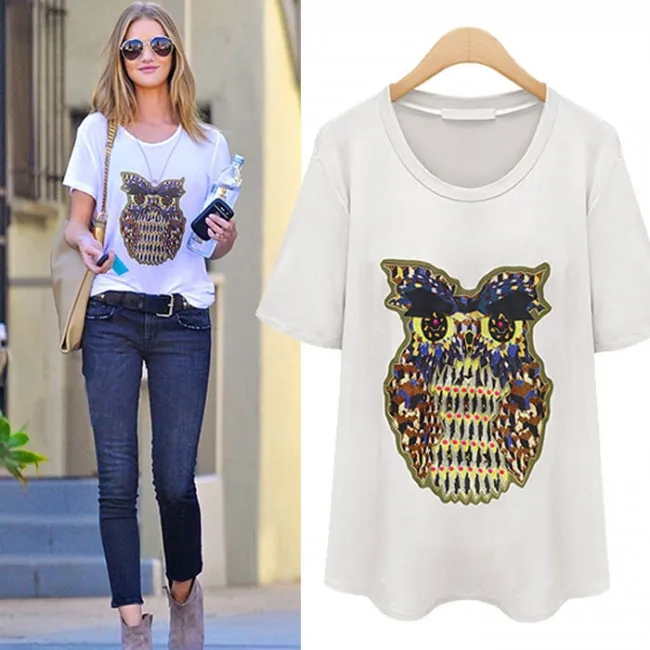 NEW LOVELY OWL PRINTED ANIMALS LOOSE TSHIRT