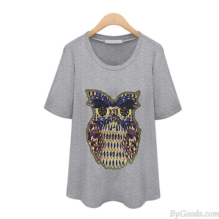 NEW LOVELY OWL PRINTED ANIMALS LOOSE TSHIRT