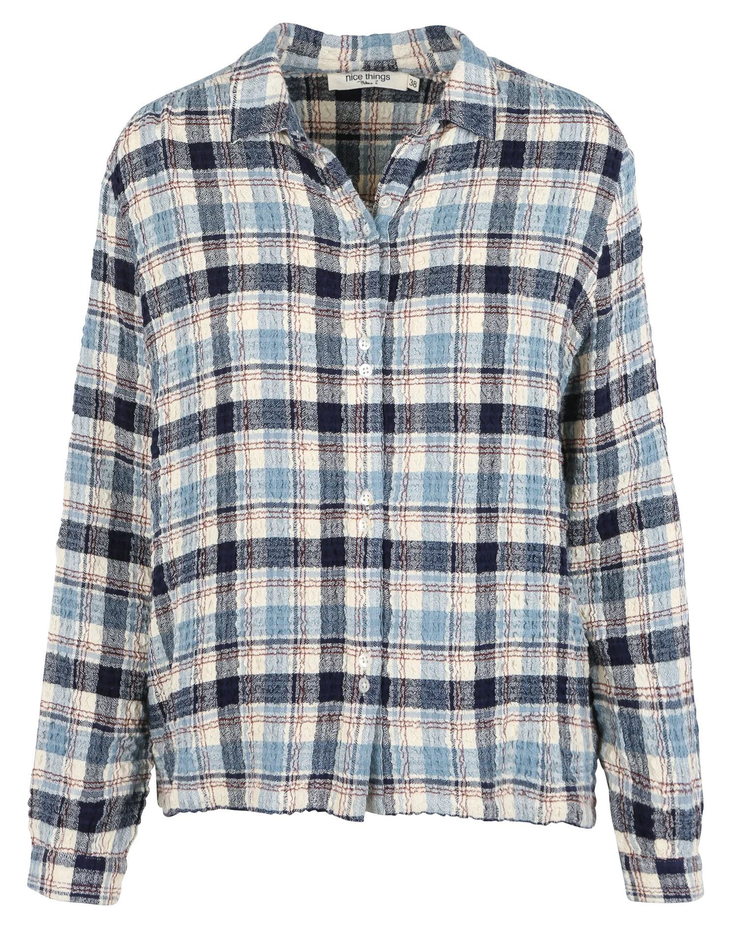 NICE THINGS Camisa recta con cuello clásico en beige