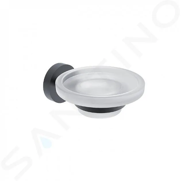 NIMCO UNIX  JABONERA CON SOPORTE, CRISTAL ESMERILADO/NEGRO MATE UNC 13059W90
