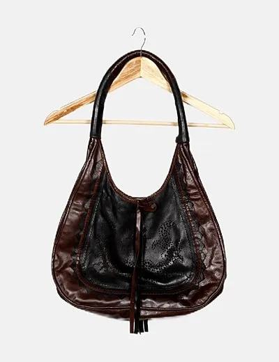 NoName Bolso de hombro bicolor
