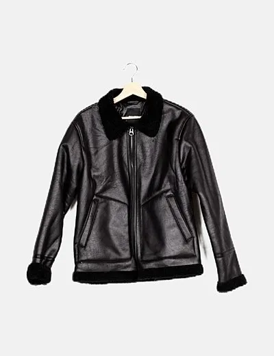 ONLY & SONS Chaqueta negra detalle borrego