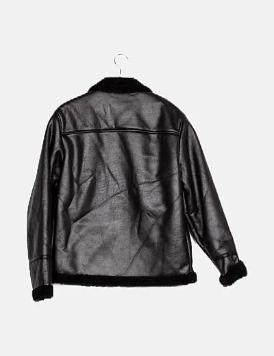 ONLY & SONS Chaqueta negra detalle borrego