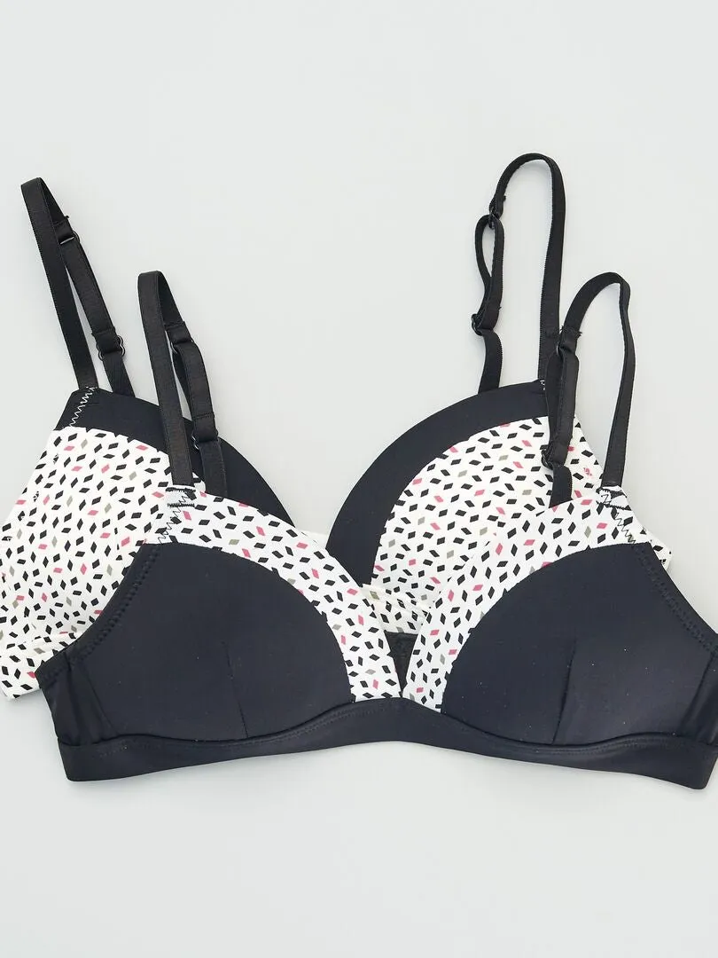 PACK DE 2 SUJETADORES CON ESTAMPADO  NEGRO/BLANCO