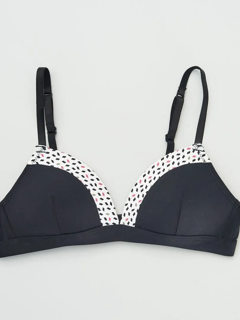PACK DE 2 SUJETADORES CON ESTAMPADO  NEGRO/BLANCO