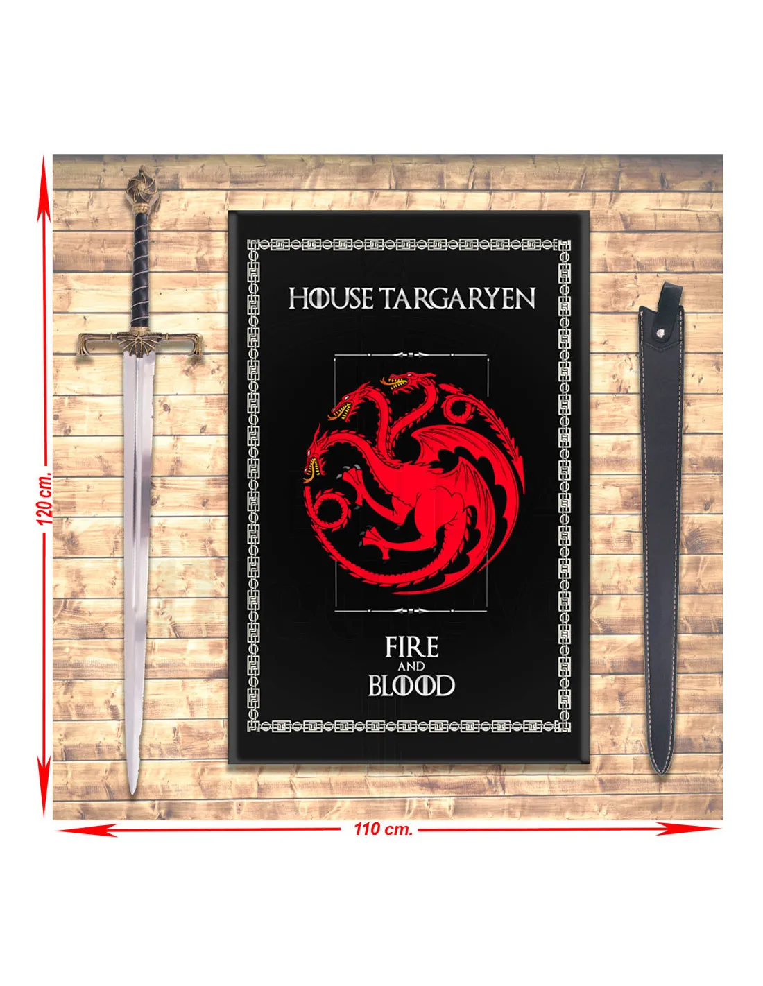 Pack estandarte + Espada de Viserys Targaryen, Juego de Tronos