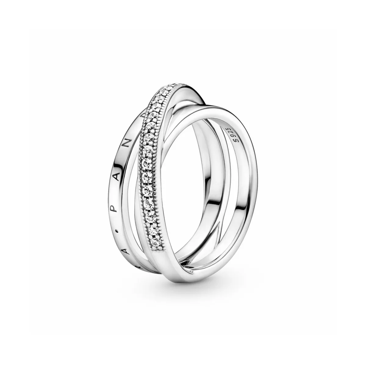 PANDORA ANILLO CRUZADO TRIPLE BANDA PAVé  PANDORA