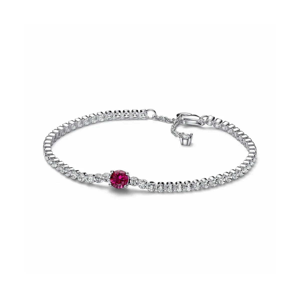 PANDORA PULSERA TENIS GEMA ROJA CENTRAL  PANDORA