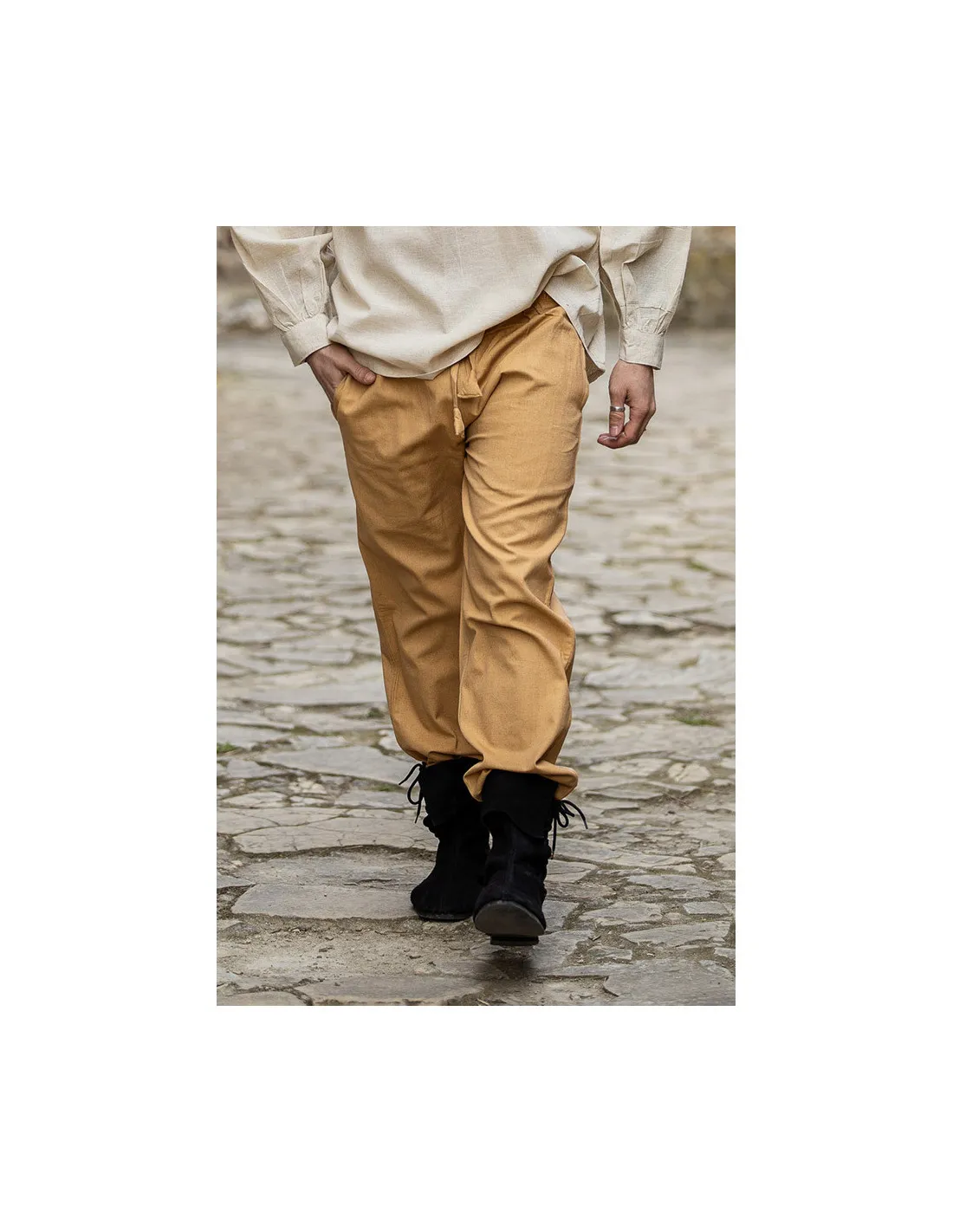 Pantalones medievales Unisex color MARRÓN CLARO con banda elástica en cintura