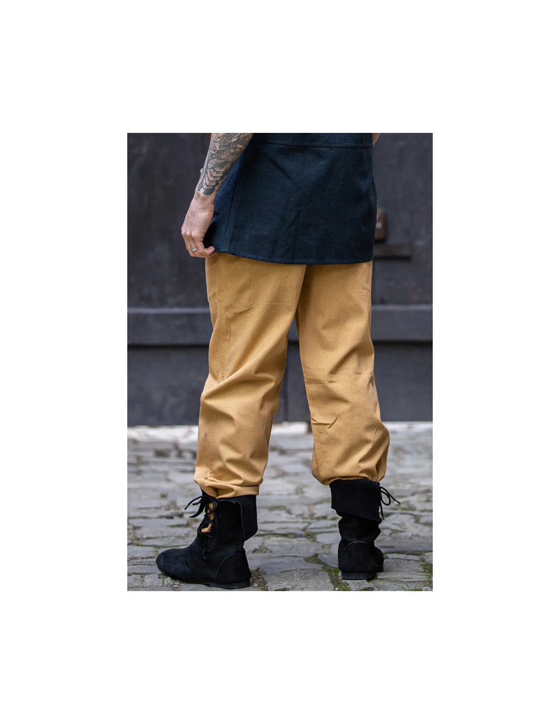 Pantalones medievales Unisex color MARRÓN CLARO con banda elástica en cintura