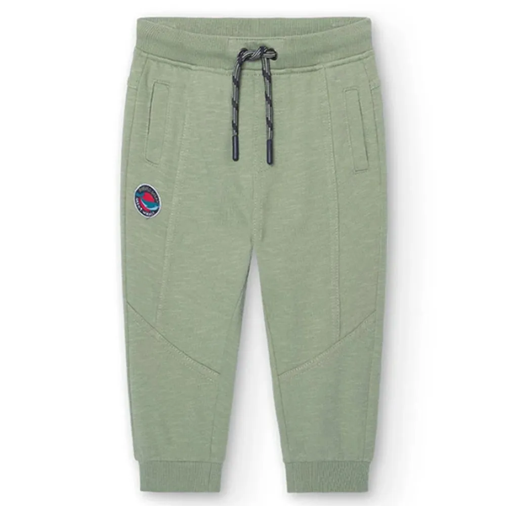 Pantalón felpa flamé de bebé niño Boboli 318013 VERDE CORDONETS