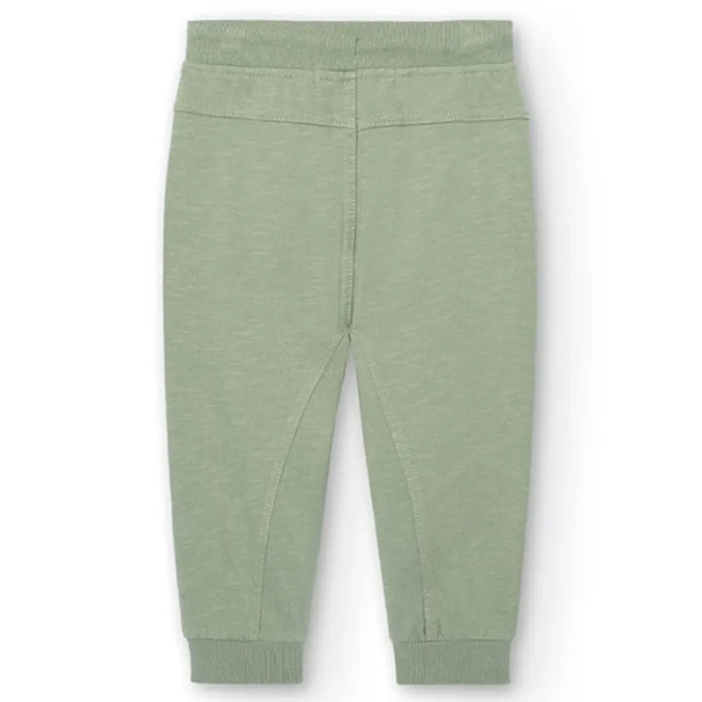 Pantalón felpa flamé de bebé niño Boboli 318013 VERDE CORDONETS