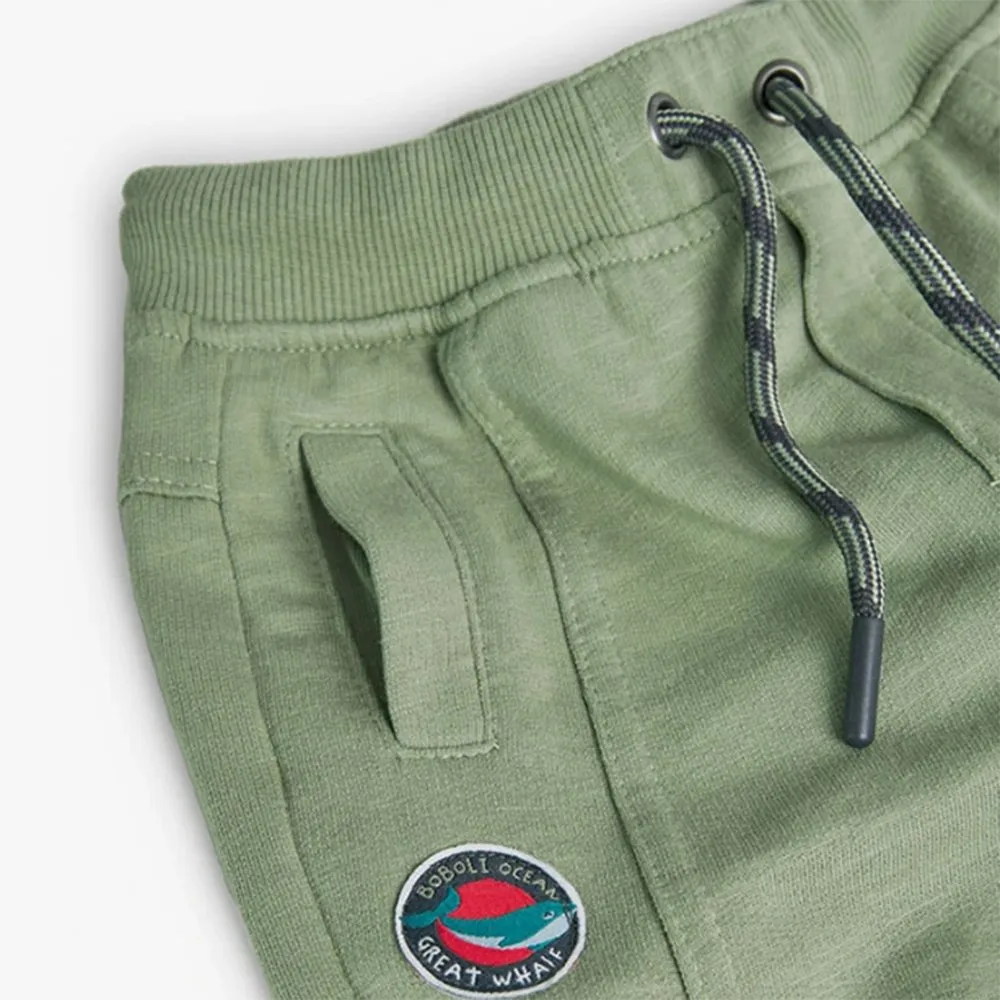 Pantalón felpa flamé de bebé niño Boboli 318013 VERDE CORDONETS