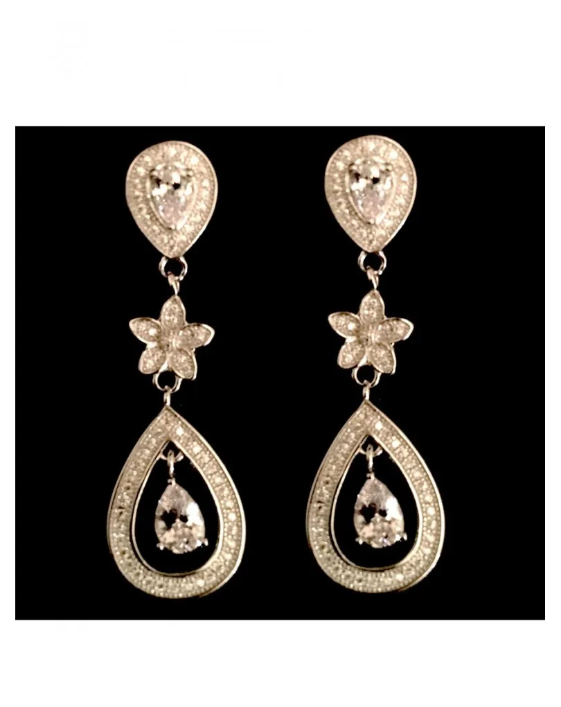 PENDIENTES DE NOVIA EN PLATA Y CIRCONITAS