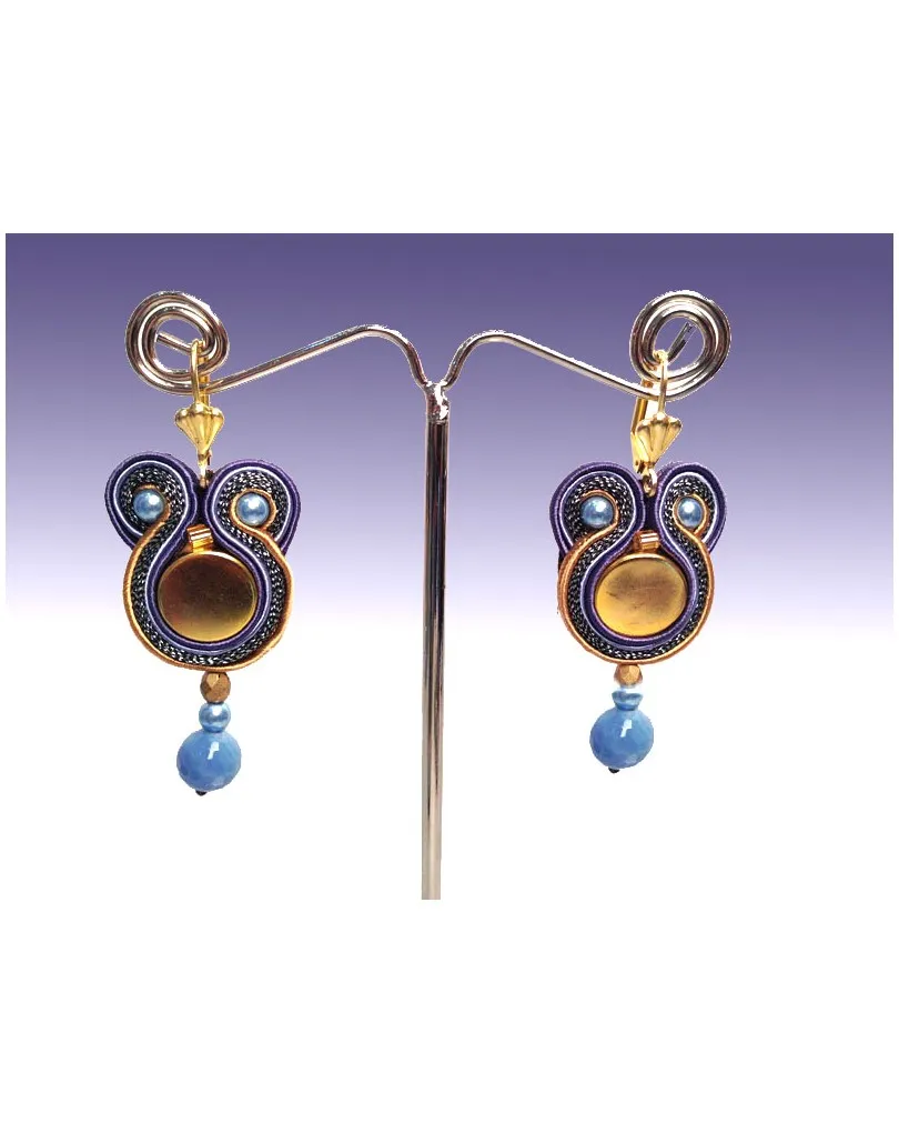 PENDIENTES FLAMENCA ORO Y AZUL CLARO