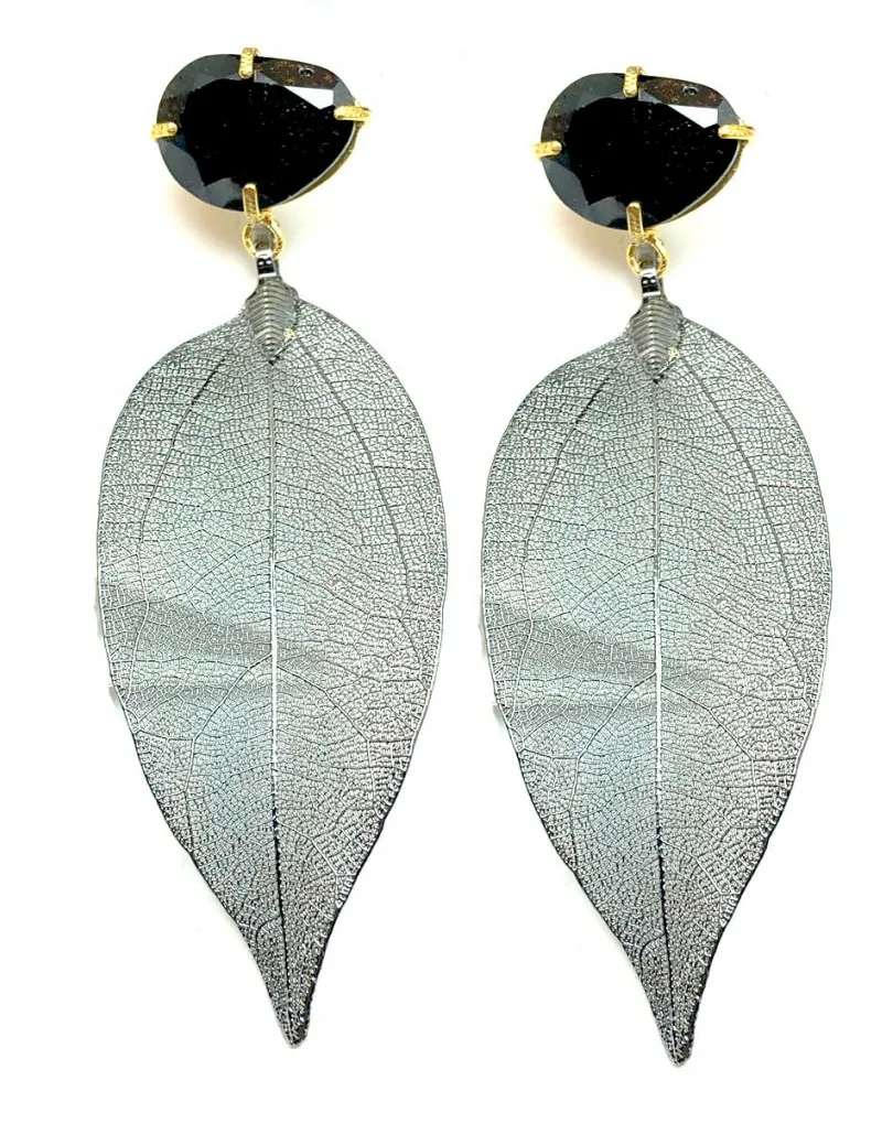 PENDIENTES MUJER LARGOS PLATA VIEJA ESPECTACULAR COLECCION DE HOJAS NATURALES