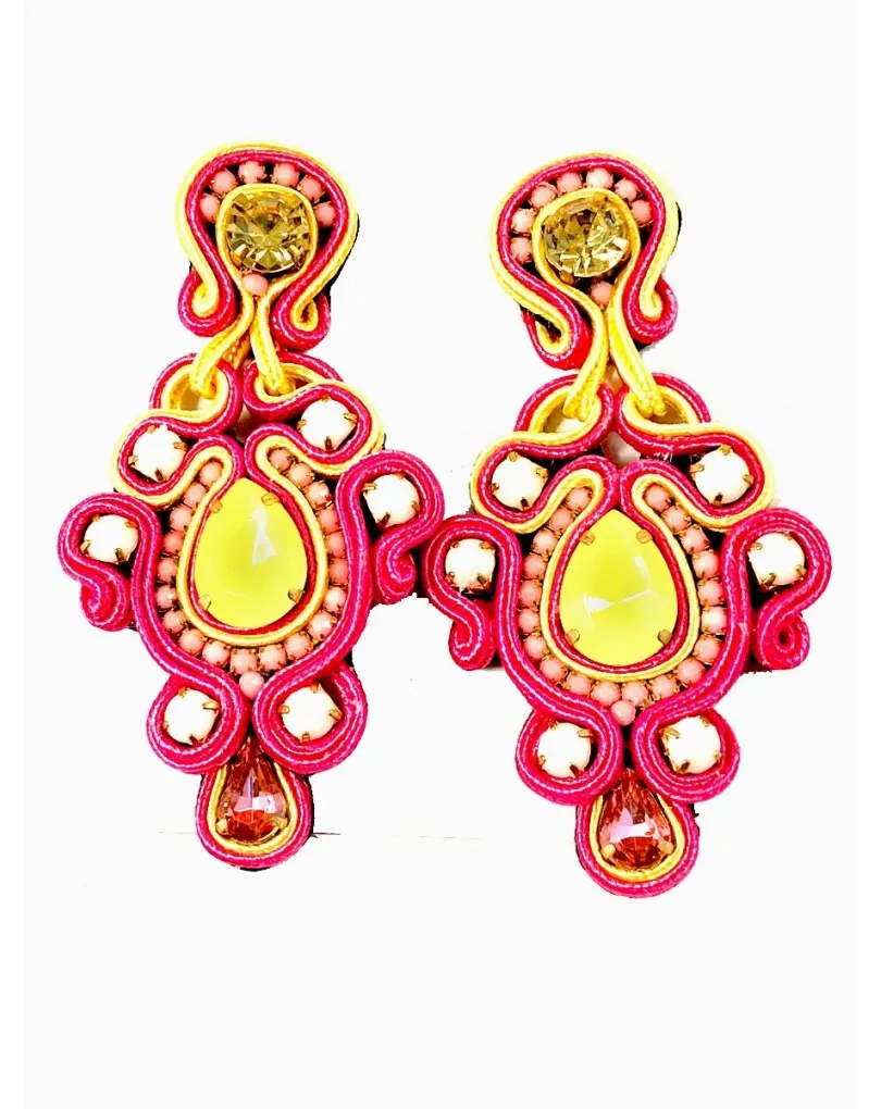 PENDIENTES ORIGINALES ROSAS Y AMARILLOS DIVINOS PARA TU OUTFIT