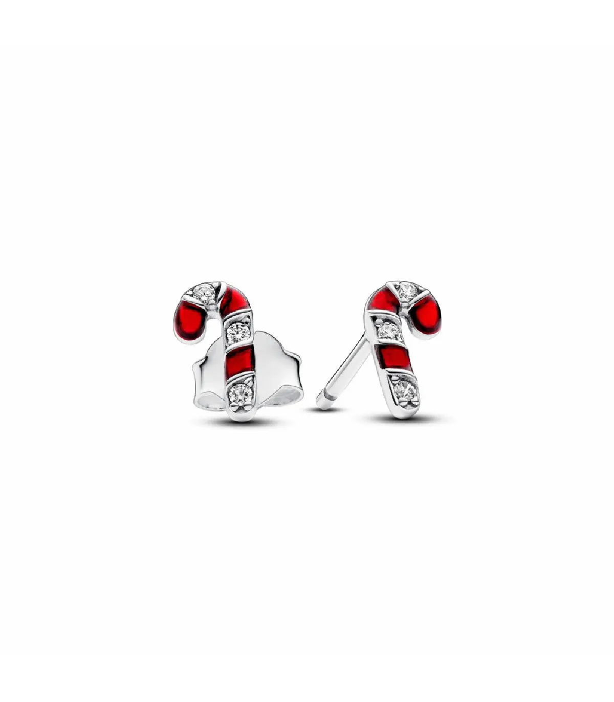 PENDIENTES PANDORA DE BOTóN BASTóN DE CARAMELO ROJO BRILLANTE  292996C01