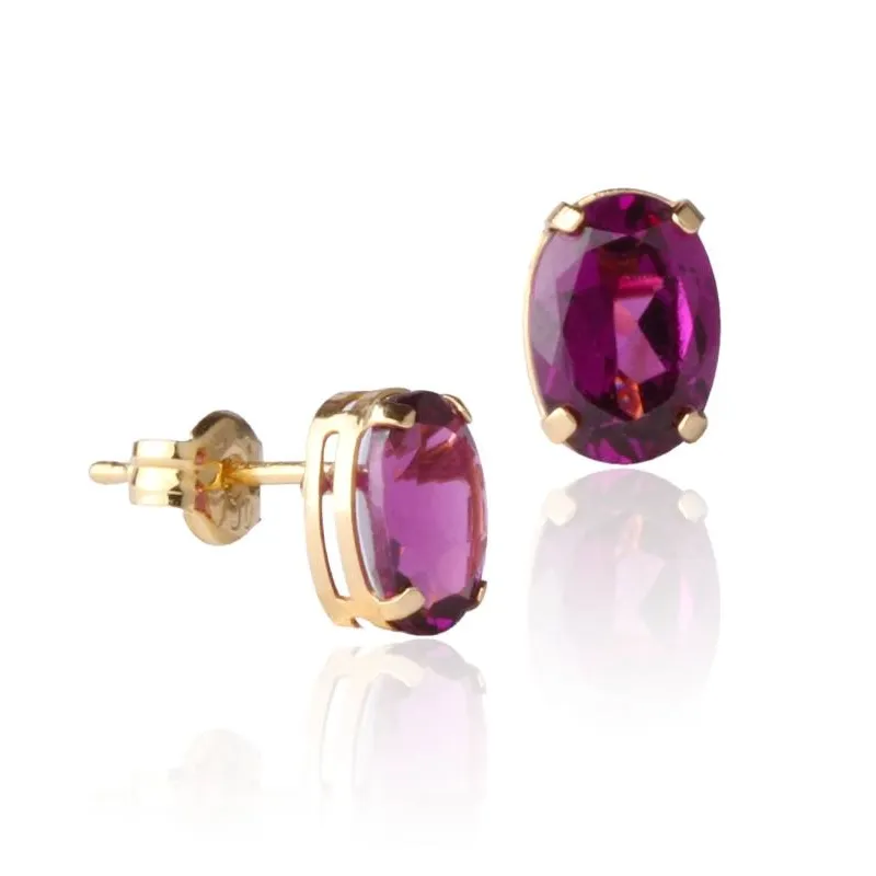 Pendientes "Candy" Oro 18k y Rodolita