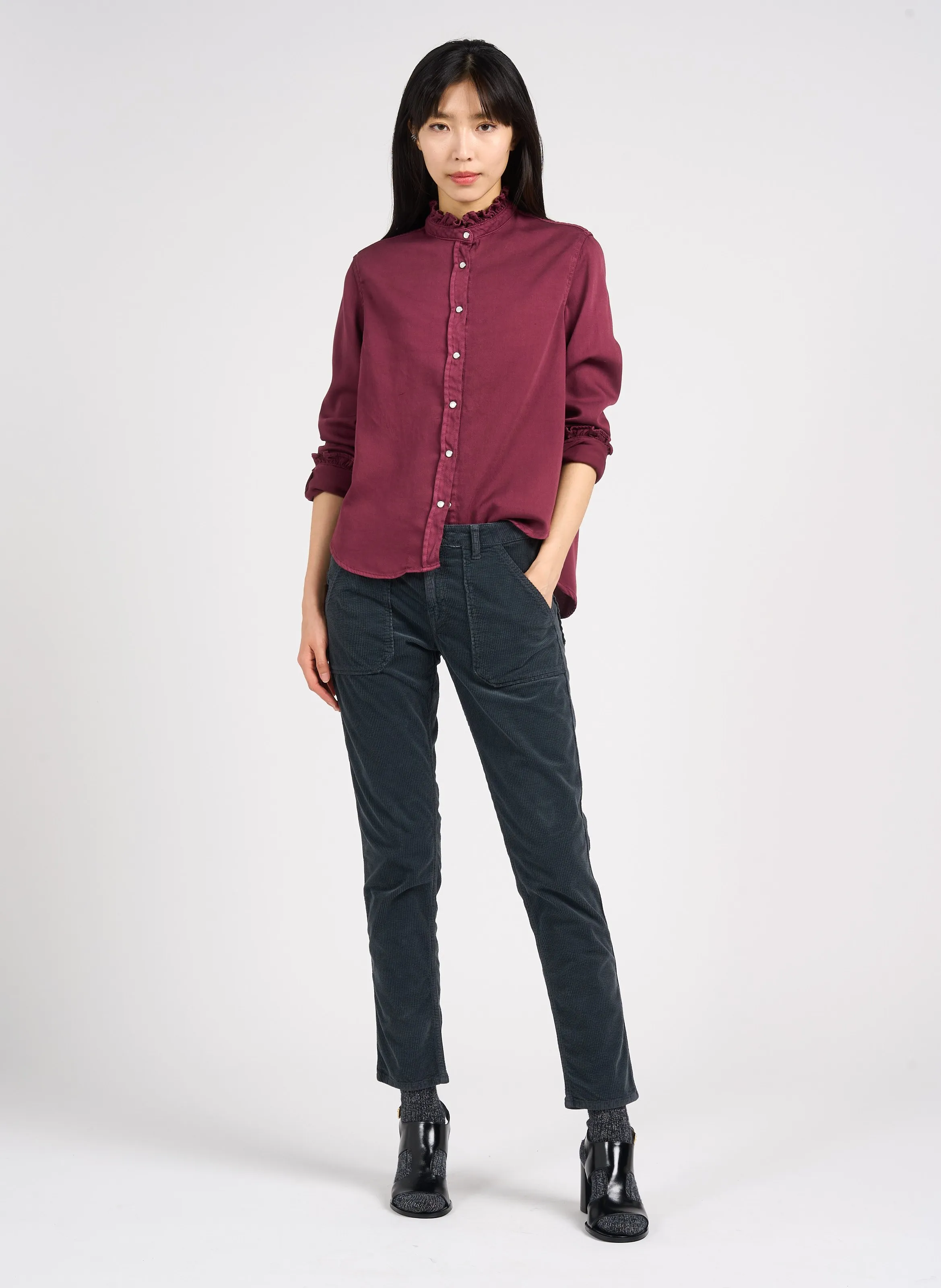 PIERCE  PANTALóN SLIM DE PANA EN GRIS