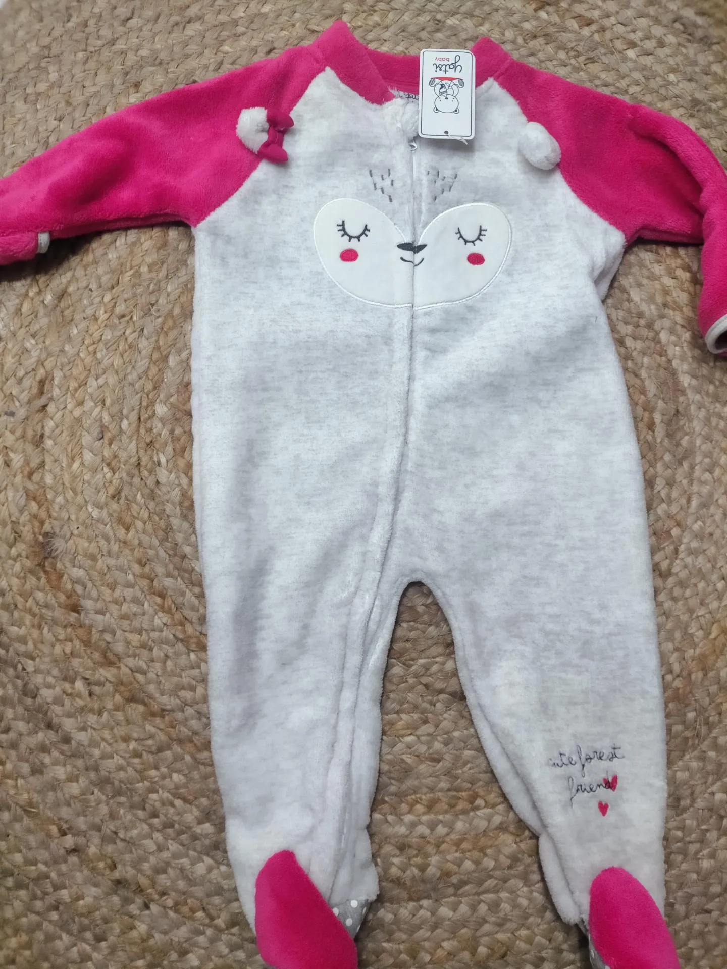 Pijama dormilón gris/fucsia 