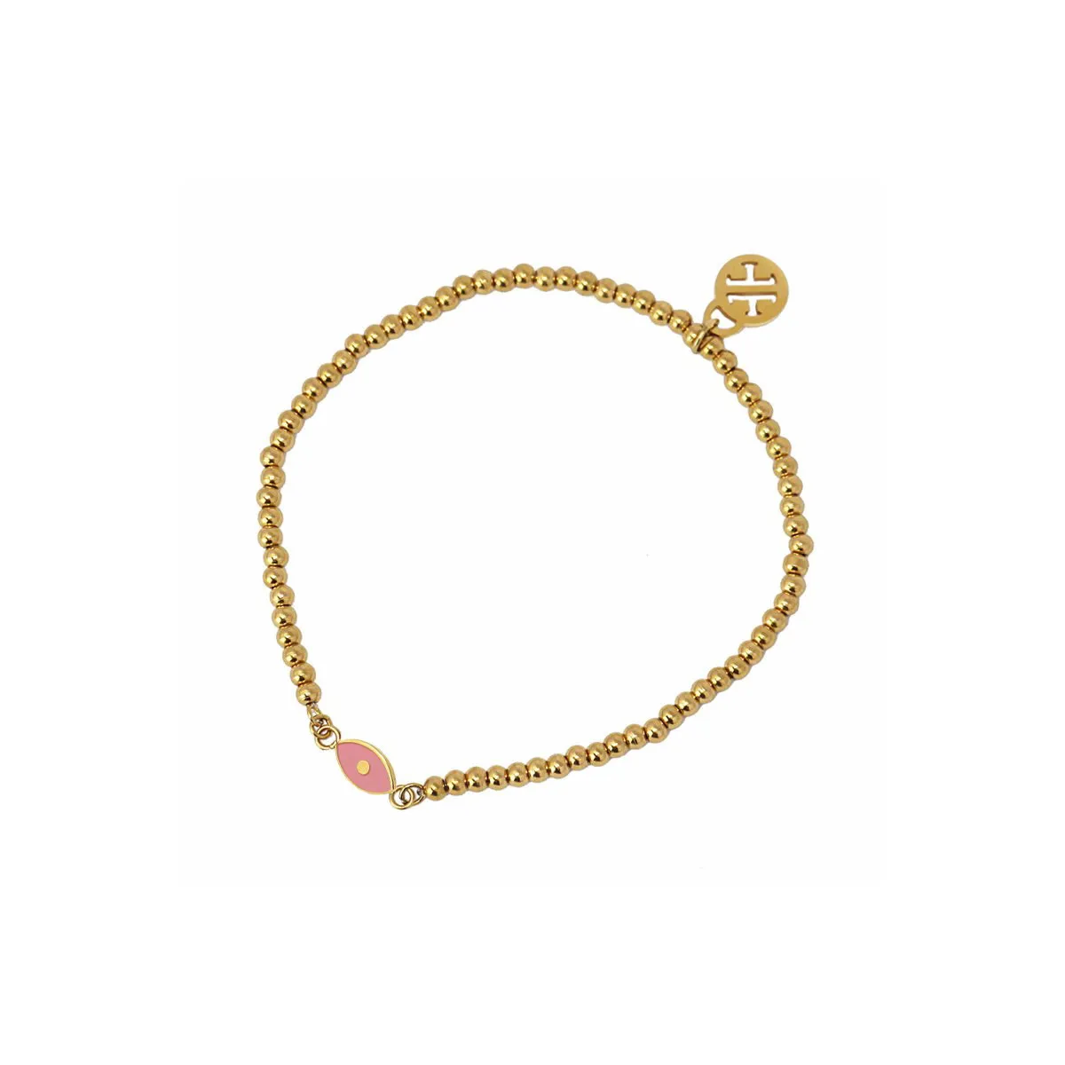 PULSERA ANARTXY OJO TURCO ROSA ACERO DORADO  ANARTXY