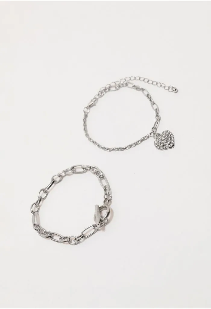 Pulsera corazon y brillo unic plata