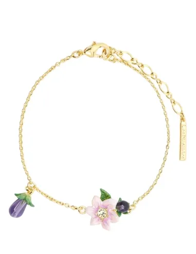 Pulsera flores rosa de berenjena