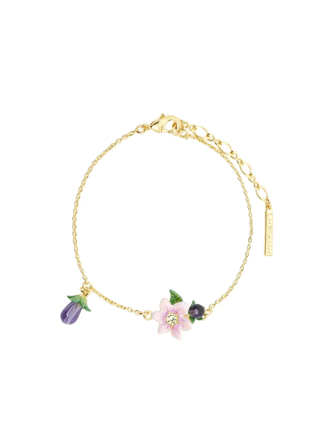 Pulsera flores rosa de berenjena