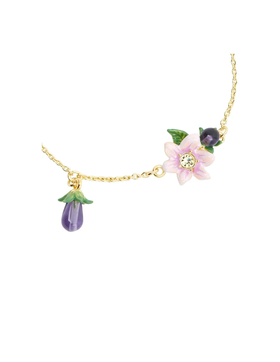 Pulsera flores rosa de berenjena