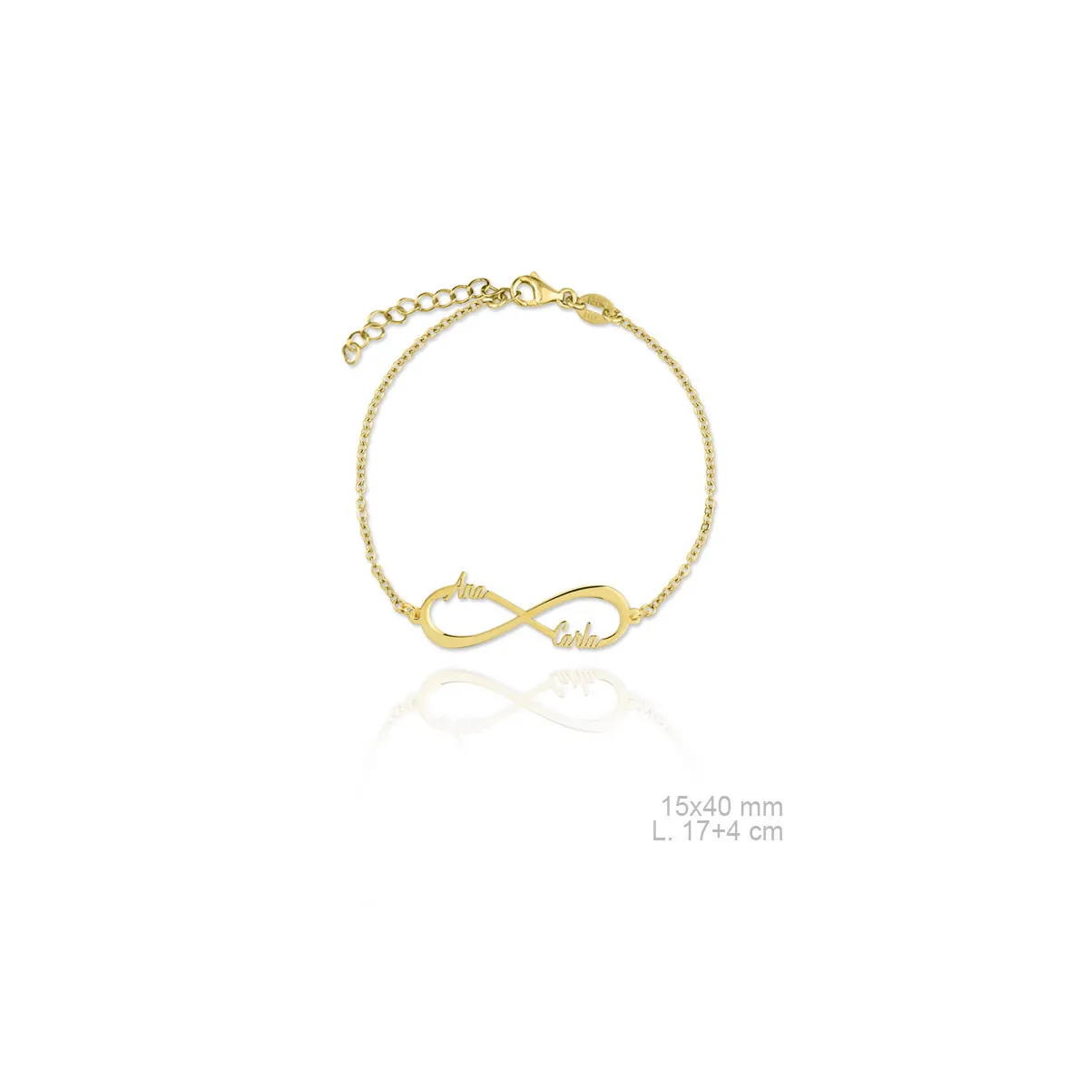 Pulsera Infinito Plata chapada en oro dos nombres