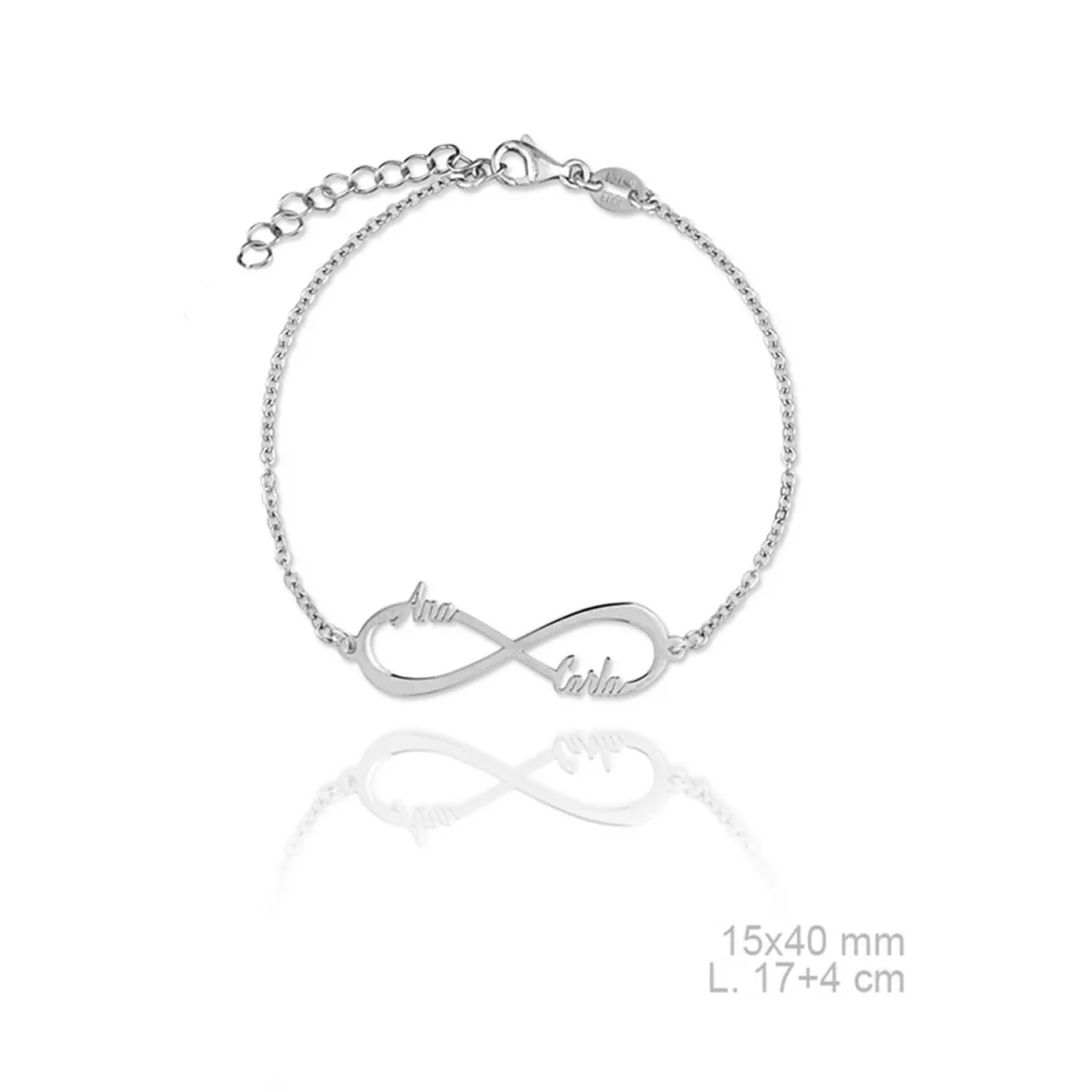 PULSERA INFINITO PLATA DOS NOMBRES  JOYAS DE IRENE