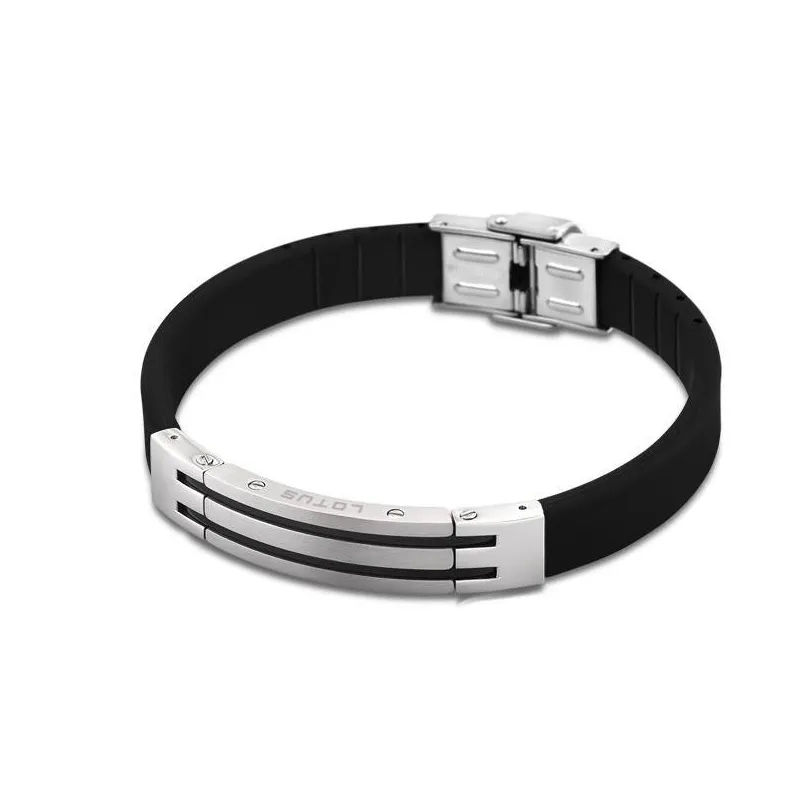 PULSERA LOTUS STYLE MEN IN BLACK ACERO HOMBRE LS15212/2