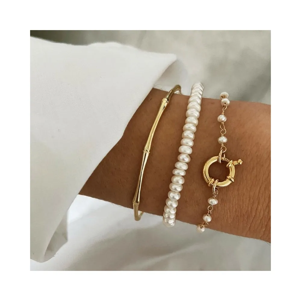 Pulsera Maldives Perlas Oro