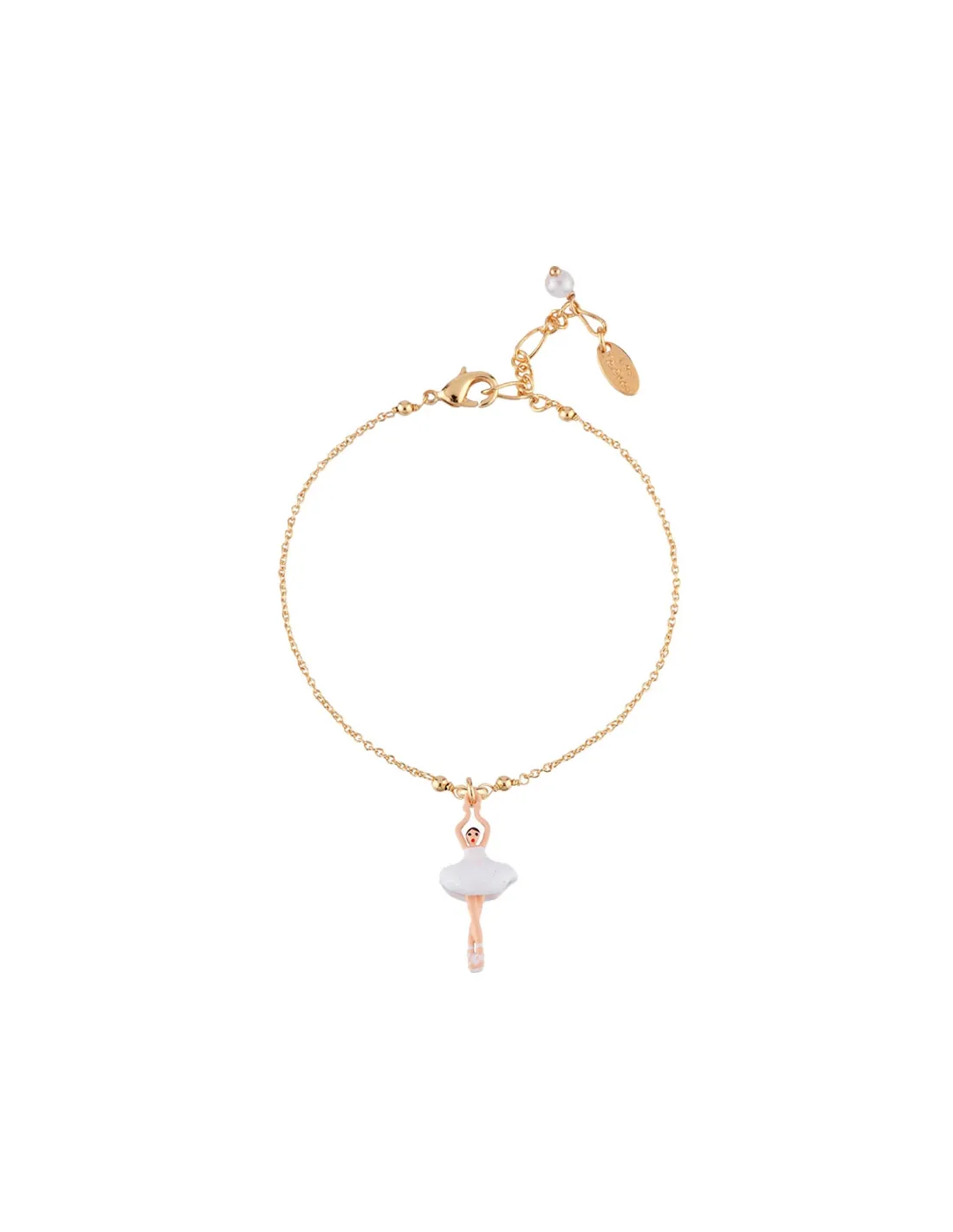 Pulsera mini bailarina con tutú blanco