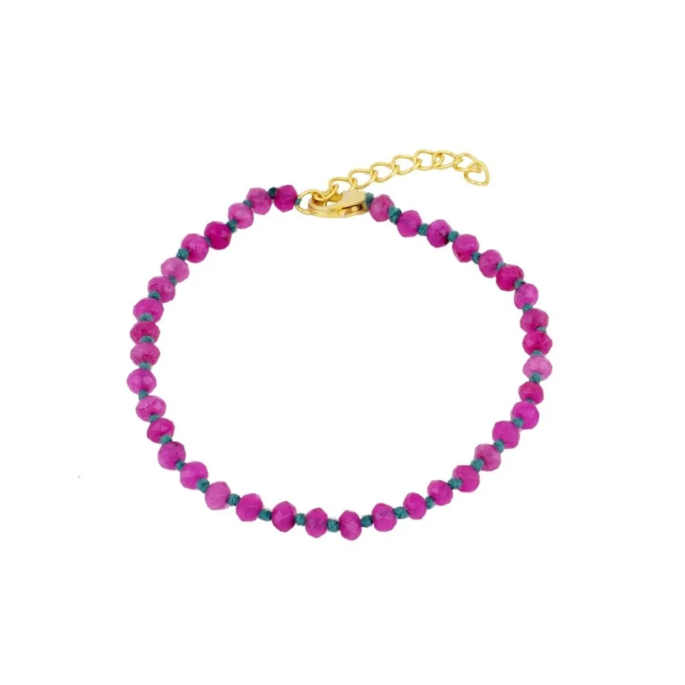 Pulsera Naia Calcedonia Fucsia Oro