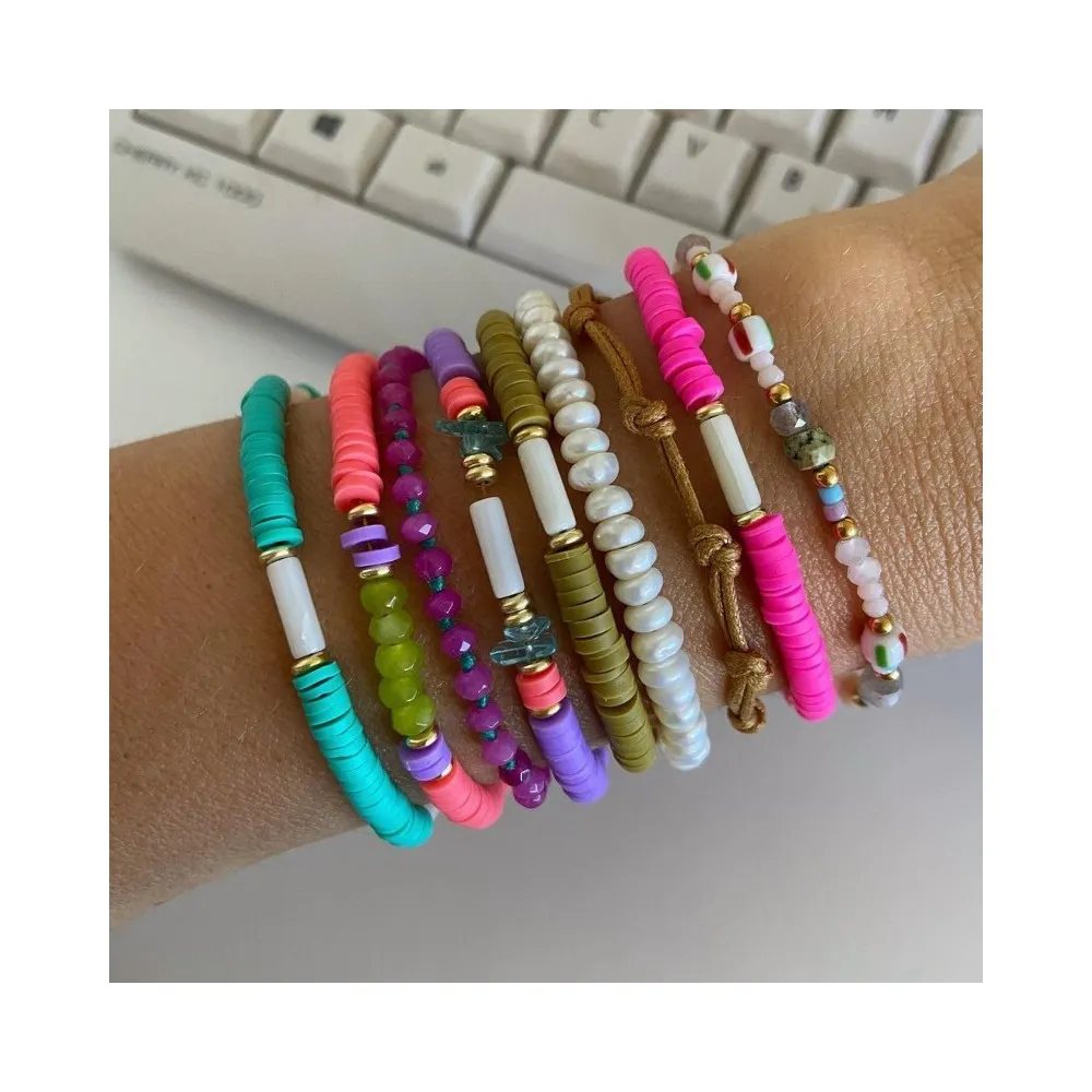 Pulsera Naia Calcedonia Fucsia Oro