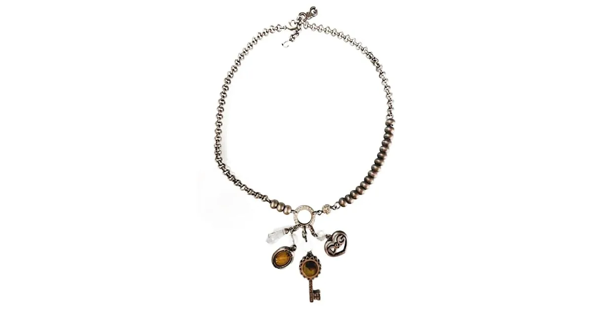 Raro collar de acero bruñido DOLCE & GABBANA con camafeo victoriano Plata 