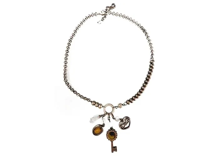 Raro collar de acero bruñido DOLCE & GABBANA con camafeo victoriano Plata 