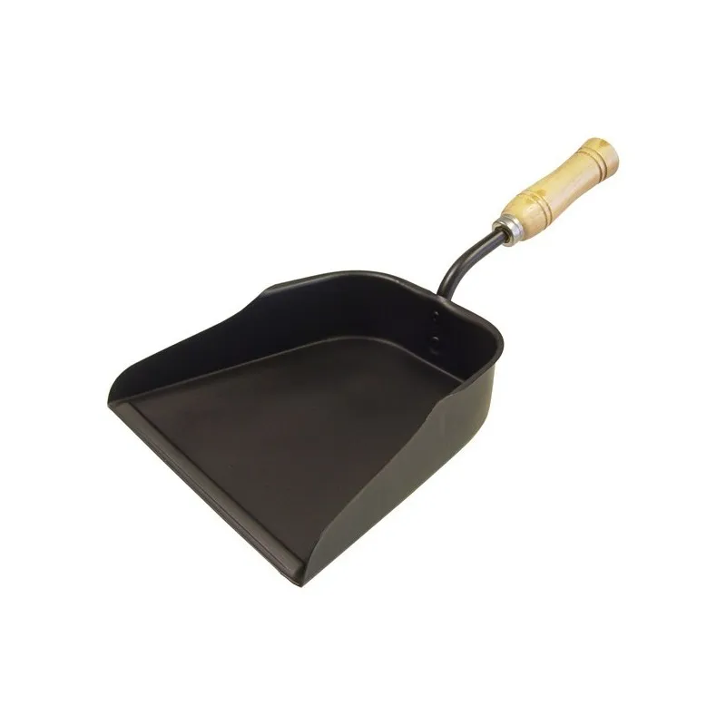 Recogedor pala de mano metálico con mango de madera